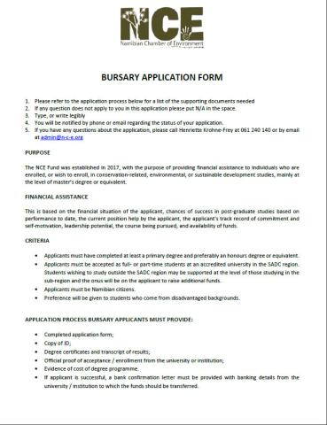 NCE Bursary Application Form